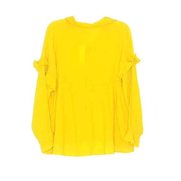 UO Boho Babydoll Yellow Tie Front Top - Picture 5 of 8